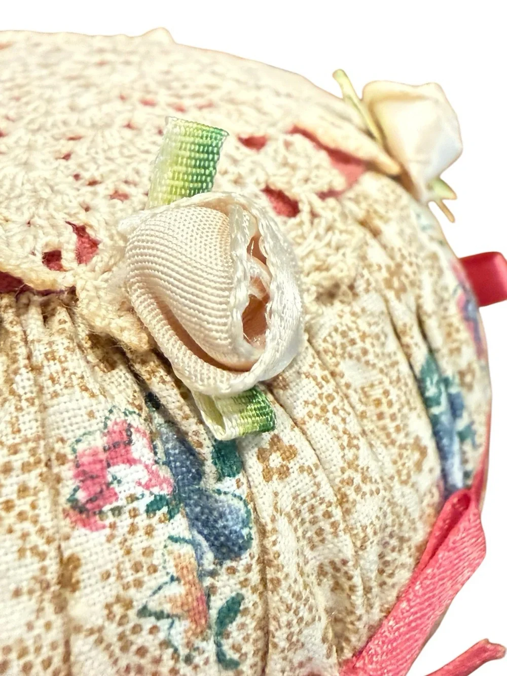 Victorian Floral Pin Cushion w/ Vintage Hatpin – Antique Sewing Collectible